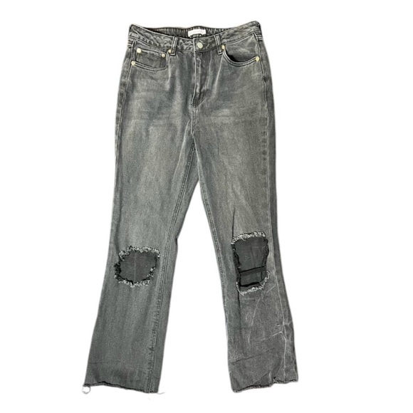 ANTHROPOLOGIE Avec Les Filles Denim High Rise Jeans Distressed Cropped Size 27 - Picture 1 of 11